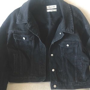 Madewell boxy crop black jean jacket
